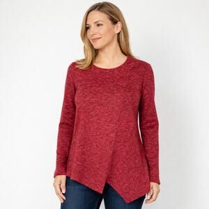 Soft Works Asymmetrical Knit Top Marled Red Small Petite